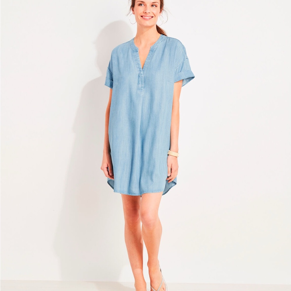 Vineyard Vines Blue Mini Dress V-Neck Relaxed Fit